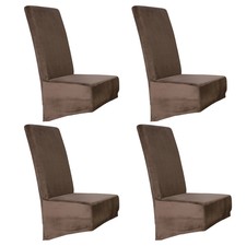 Camel Elastic Chair Cover Velvet Spandex Seat Case for Wedding Hotel (4pcs) L&6
