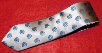 IKE BEHAR GREY/BLUE/PINK DISCS MOTIF TIE - NWT - NECK TIES - DESIGNER TIES. - Image 1 of 3
