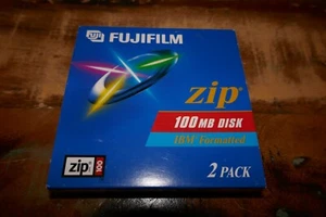 FUJI FUJIFILM 100 MB Zip Drive Disks IBM Formatted 2 Pack NEW Factory Sealed - Picture 1 of 3