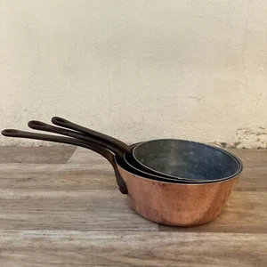 set of 3 hammered French copper pans 3.7kg 2mm 24042410 - Picture 1 of 4