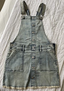 Justice girls 16 denim overall dress w/bulit in shorts light wash nwt kawaii - Picture 1 of 2