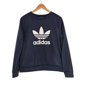 Adidas Originals Trefoil Crewneck Sweatshirt Medium Navy Blue Retro Vintage - Picture 1 of 8