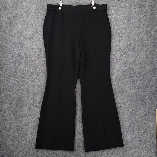 Michael Kors Vestito Pantalone Donna XL Nero Svasato Pull On Hi Rise Elasticizzato Piatto Fronte