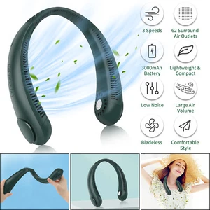 Portable Cooling Fan USB Rechargeable Bladeless Cooling Air Neck Mini Sport Fan - Picture 1 of 84