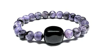Elegance Meets Spirituality: Pulsera elástica de turmalina Charoite - Sagitario Foto 1 de 4