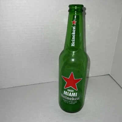 Коллекционный человек, пещера пивная бутылка Heineken бутылка пустая 9» Майами, Флорида - Изображение 1 из 3