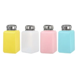 4pcs 6.8 Oz/200ml Alcohol Push Down Pump Dispenser Bottle Press - Picture 1 of 5