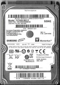 Samsung ST500LM012 500GB Sata Hard Drive P/N: HN-M500MBB/M F/W: 2AR10002 - Picture 1 of 2