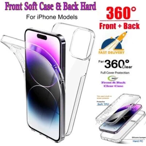 Clear 360 Case For iPhone 6/7/8 Plus 11/12/13/14/15/16 Front Soft & Back Hard - Picture 1 of 4