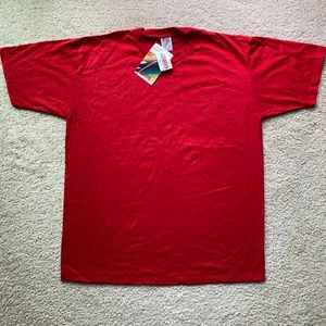 VINTAGE NEW TAGS 1980s JERZEES PLAIN BLANK RED T-SHIRT vtg 1990s dead stock  - Picture 1 of 5