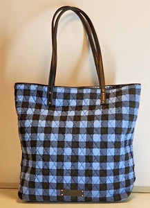 Vera Bradley Trimmed Vera Tote Bag in Alpine Check Black - Picture 1 of 9