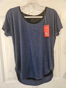 New with tags Size Large Womens Shortsleeved Blue Mes Open Back Top Shirt-dy1975 - Picture 1 of 7