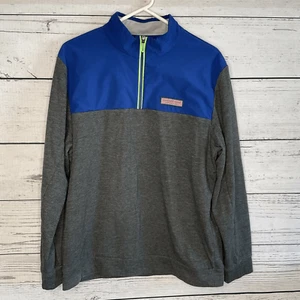 Vineyard Vines Pullover Uomo Maglia Pecora Media Performance 1/4 Zip Grigio Blu - Foto 1 di 10