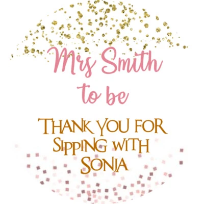 12 Bridal Shower Bachelorette Party Favor Labels Stickers 2.5"  Personalize - Image 1 of 4