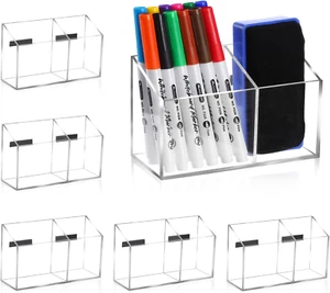 6 Pack Magnetic Dry Erase Marker Holder for Whiteboard,Acrylic Magnet Pen Holder - Picture 1 of 12