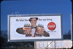 Coca Cola Soda Werbetafel Schild 35mm Dia 50er Jahre roter Rand Kodachrome - Bild 1 von 3