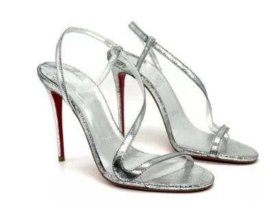 🔥 Christian Louboutin ROSALIE 100 Strappy Metallic Sandals Heels 40 $945  🎁 - Image 1 of 3
