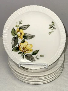 8 Syracuse China SHELLEDGE YELLOW ROSES 6 1/4" BREAD PLATES - Picture 1 of 2