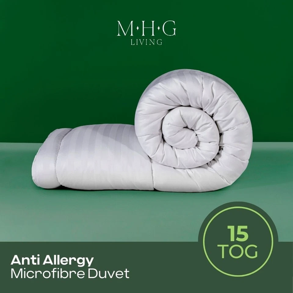 MHG LIVING 15 Tog Stripe Duvet Winter Warm Quilt Bedding Single Double King Super King Size