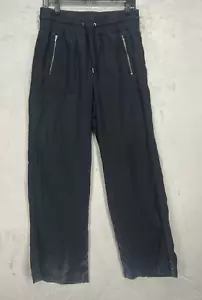 Athleta Cabo Linen Wide Leg Pants Black Size 8 Tall Womens Comfort - Picture 1 of 13