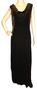 ALEX EVENINGS Golden Brown Sleeveless Cowl Neck Velvet Long Maxi Dress 14 T23 - Picture 1 of 7