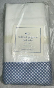 Pottery Barn Baby Blue Gingham Check Crib Skirt Tailored Dust Ruffle Nursery NWT - Picture 1 of 4