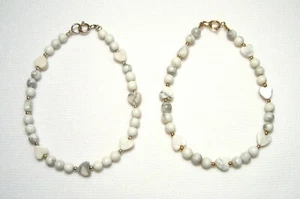 Lyn's Jewelry White Howlite Heart 7", 7.5" or 8" Bracelet Silver or Gold - Picture 1 of 7