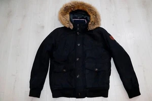 TOMMY HILFIGER Daunen Winter JACKE Gr. M / 48 50 schwarz Fell Kapuze BOMBER - Bild 1 von 6
