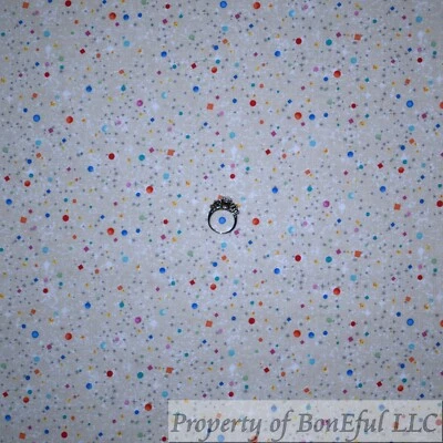 BonEful Fabric FQ Cotton Quilt Tan Rainbow Celestial Space Ship Sky Star Calico - Image 1 of 4