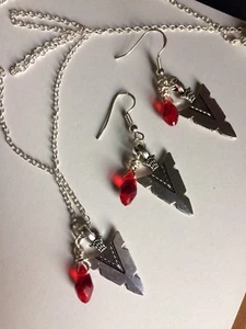 Arrowhead Charm Jewelry Set With Crystal Handcrafted - Picture 1 of 8