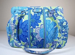 Vera Bradley Doodle Daisy Frame Bag Medium Purse Handbag Summer Blue / Green - Imagen 1 de 5
