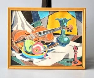 Ein Stillleben Buntstifte Zeichnung Malerei handgemalt 1950c - Bild 1 von 24