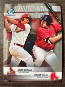 2018 Bowman Draft Nolan Gorman / Triston Casas Recommended Viewing #RV-GC - Picture 1 of 2