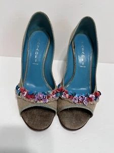 Casadei Vintage Open Toe Heels Stiletto Pumps Turquoise Nude,Color Pearl,Sz 39 - Picture 1 of 9