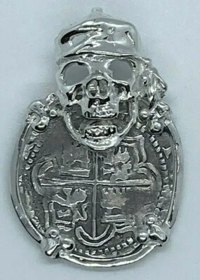 ATOCHA Moneda Colgante Calavera Huesos Cruzados Plata Esterlina Tesoro Hundido Joyería Foto 1 de 4