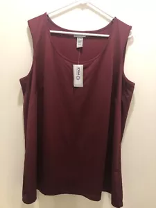Camicia senza maniche Catherine’s taglia 1X (18/20W) misto poliestere bordeaux nuova - Foto 1 di 6