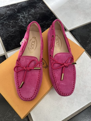 TOD’S Mocassini scarpe basse nuovi con scatola 100% AUTENTICI Tod's Heaven Laccetto rosa scamosciato taglia 35 5