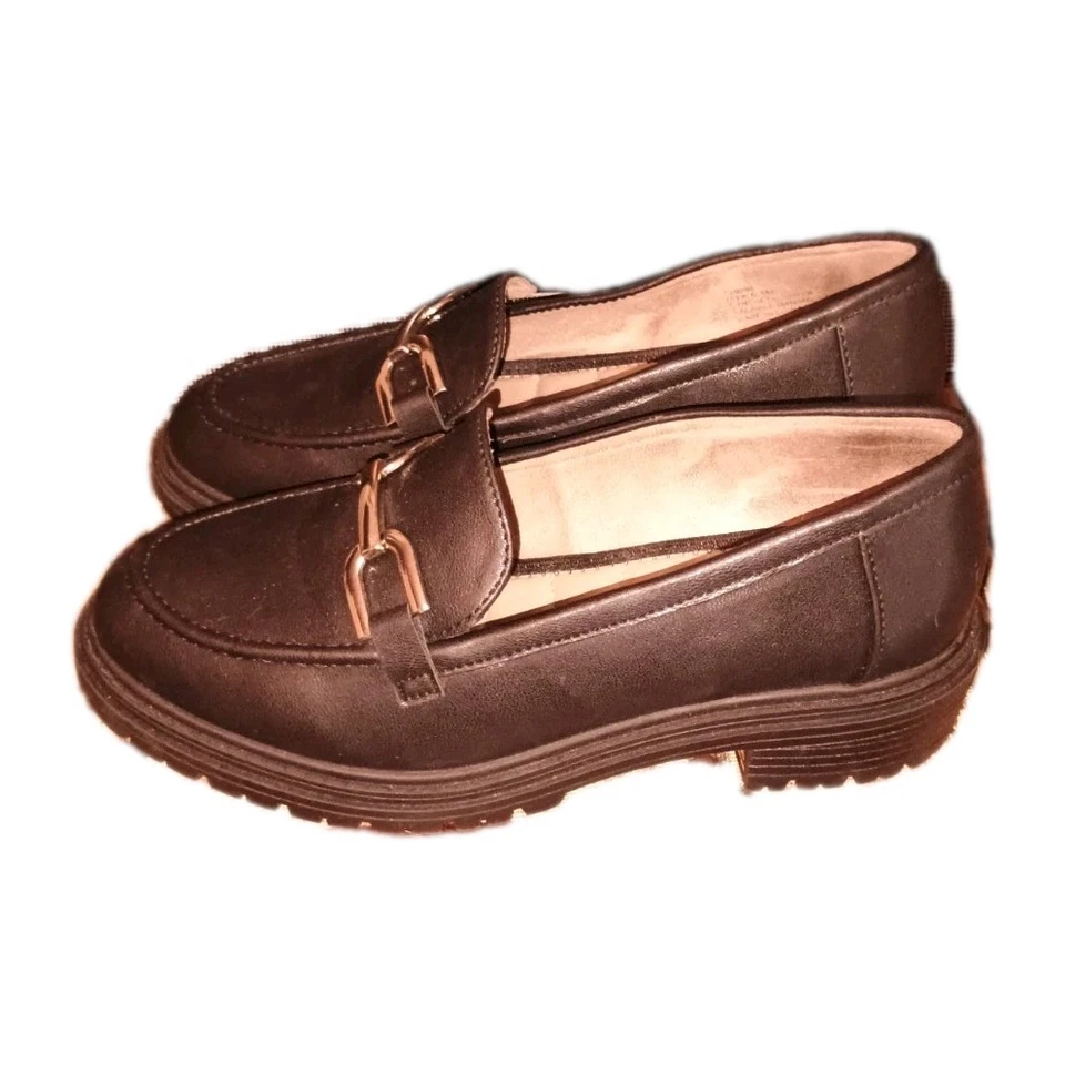 Mocasines negros Rachel Zoe talla 6,5-7 suela Horsebit Slip On gruesos acolchados Foto 1 de 4