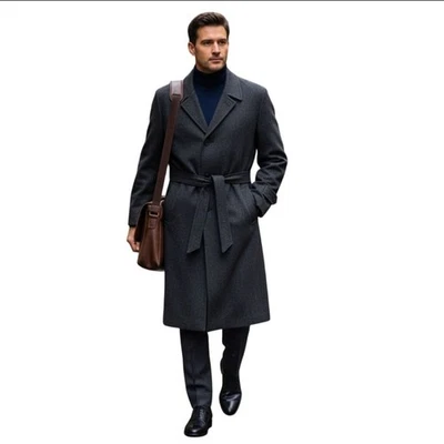 Saks Fifth Avenue 100%Pure Cashmere Canal Overcoat Woven In Italy Brown Size 44T - Image 1 of 4