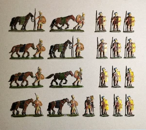 Konvolut, 21 Römer, 12 Legionäre mit Lanze, 8 Reiter + Pferd, handbemalt, 30 mm - Bild 1 von 6