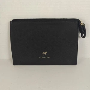 Dabney Lee Zip Travel Cosmetic Bag Black Canvas Zebra LOGO - Picture 1 of 14