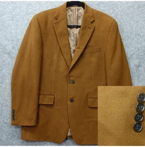 Camel Doeskin Wool Blazer Mens 40R Brown Sport Coat Jacket Classic Fall Luxury - Picture 1 of 15
