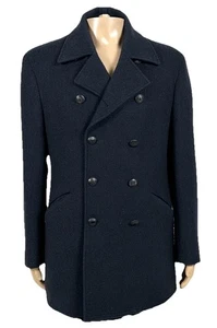 John Varvatos Men’s Military Style Double Breasted Peacoat Black Blue Sz MEDIUM - Picture 1 of 18