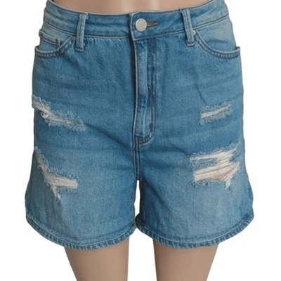 Simple Society Womens Denim Distressed Ripped Blue Jean Shorts Size 17/33 - Image 1 of 4