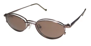 NEW SMARTFLIP 405 EYEWEAR BROWN DUSK SUNGLASS CLIP-ONS METAL UNISEX OVAL - Picture 1 of 9