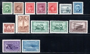 Scott 249-262, Complete Set, King George VI, Canada War Issue, MNHOG - Picture 1 of 1