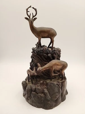 MCM Daniel Parker Mountain Elk Deer Wildlife Bronze Statue Signed Heavy - Patina - Image 1 of 4