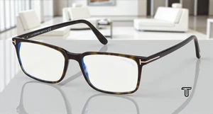 Lentes rectangulares de demostración Tom Ford ft5735-B 052 Dark Havana 56 mm para hombre - Imagen 1 de 7