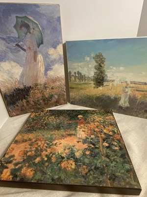 Vintage Monet art prints on Wood Cherry Creek Woodcrafters Great Impressions 90s - Image 1 of 4