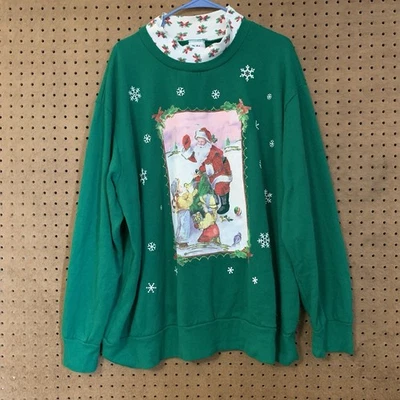De Colección Navidad Suéter Sudadera Verde Papá Noel Cascanueces Plus 3x Pullover Años 90 Mamá Foto 1 de 4